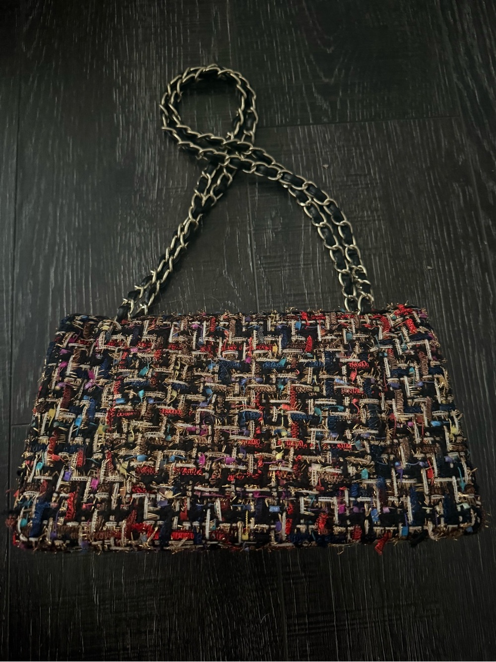 CC Logo 2.55 Tweed Flap Bag • Black/Gold/Multicolor • NWOT Unused - Picture 4 of 8